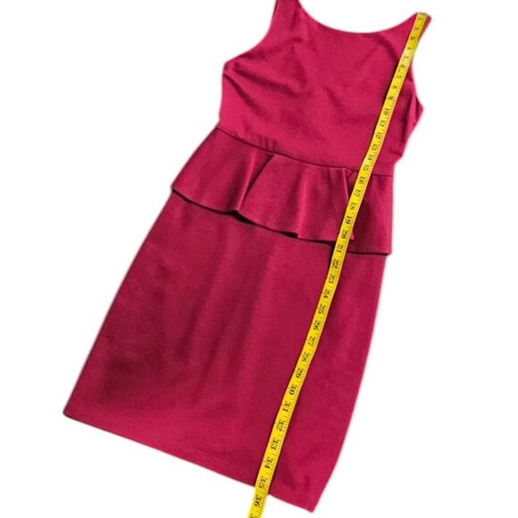 Alice + Olivia Peplum Bodycon V-Back Dress, Lined, Zip Up, Stretch, Party,Size 8 - Picture 4 of 7